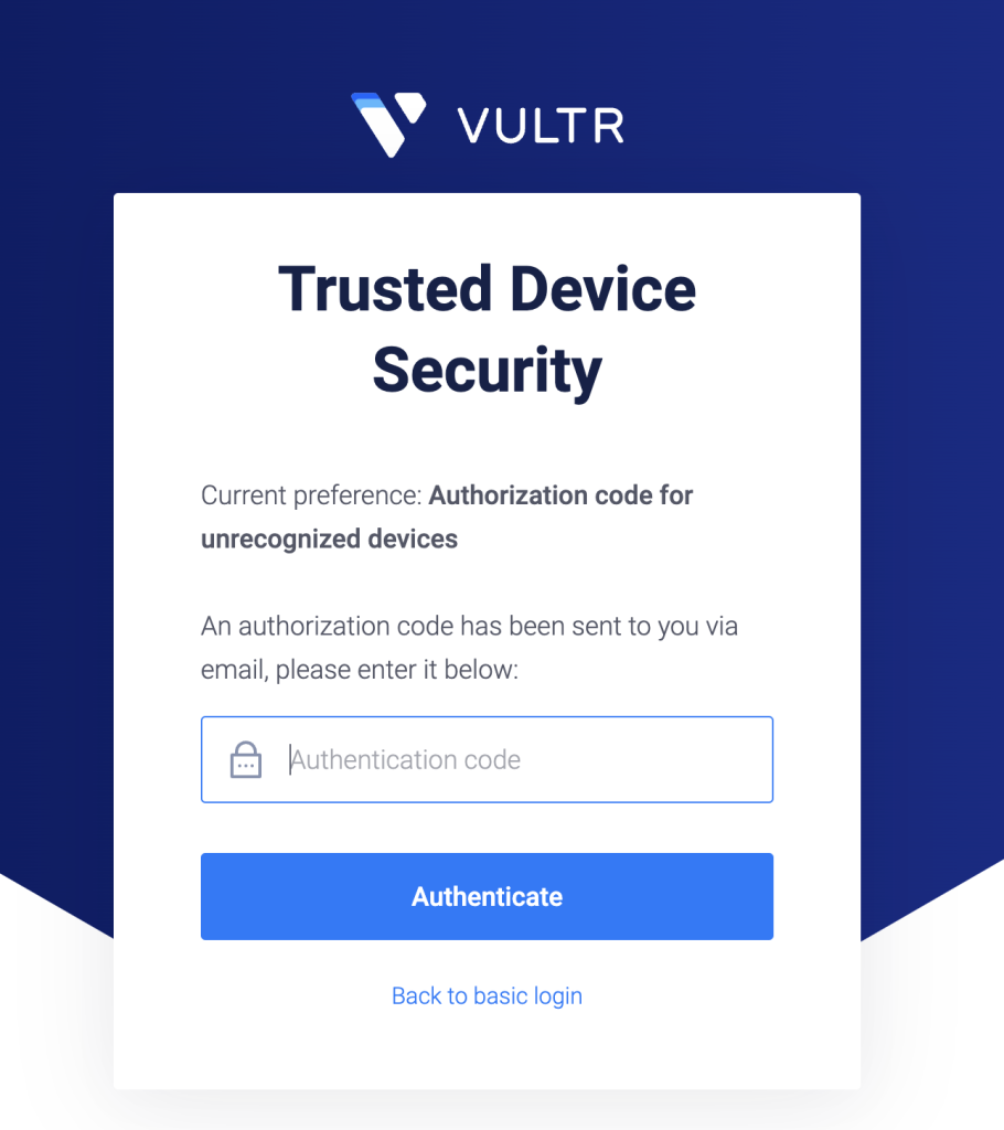 vultr resiger fill in the verification code